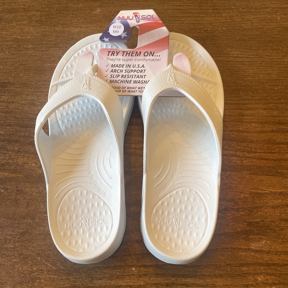 NuuSol CASCADE white Water Women's 10 Men's 9 Flip Flops New USA